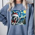 Boston Terrier Santa Starry Night Van Gogh Christmas Dog Men Women Kids Comfort Colors Sweatshirt Blue Jean