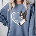 Boston Terrier Shirts For Women Girls Kids Heart Cute Comfort Colors Sweatshirt Blue Jean