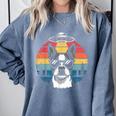 Boston Terrier UFO Alien Boston Terrier Dog Mom Dad Comfort Colors Sweatshirt Blue Jean