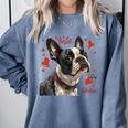 Boston Terrier Is My Valentine Cute Pet Dog Owner Valentine Comfort Colors Sweatshirt Blue Jean
