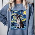 Boston Terrier Van Gogh Starry Night Comfort Colors Sweatshirt Blue Jean