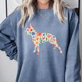 Boston Terrier Watercolor Flowers Comfort Colors Sweatshirt Blue Jean
