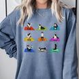 Boston Terriers Yoga Asana Pose And Meditation Comfort Colors Sweatshirt Blue Jean
