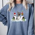 Christmas Boston Terrier Santa Dog Lover Comfort Colors Sweatshirt Blue Jean