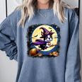 Cute Boston Terrier Halloween Costume Dog Lover Women Girls Comfort Colors Sweatshirt Blue Jean