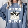 Cute Boston Terrier Need More Sleep Pajamas Nightgown Comfort Colors Sweatshirt Blue Jean