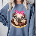 Cute Pug Shirt Donut Girls Dog Comfort Colors Sweatshirt Blue Jean