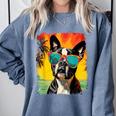 Dog Boston Terrier Hawaiian Comfort Colors Sweatshirt Blue Jean