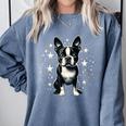 Dog Boston Terrier For Men Women Comfort Colors Sweatshirt Blue Jean