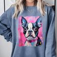 Dog Pink Boston Terrier Comfort Colors Sweatshirt Blue Jean