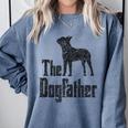 The Dogfather Boston Terrier Dog Funny Dog Gift T-Shirt For Men Women Girls Kids Comfort Colors Sweatshirt Blue Jean