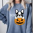 The Halloween Boston Terrier Comfort Colors Sweatshirt Blue Jean