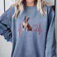 Heartbeat Boston Terrier Dog Comfort Colors Sweatshirt Blue Jean