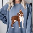 Red Boston Terrier Dog Comfort Colors Sweatshirt Blue Jean