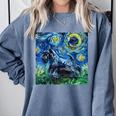 Scottish Terrier Starry Night Scotty Dog Art By Aja Comfort Colors Sweatshirt Blue Jean