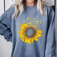 Sunflower Puzzle Pieces Autism Awareness For Mom Teacher For Women Comfort Colors Sweatshirt Blue Jean