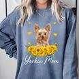 Sunflower Yorkie Mom Dog Lover Comfort Colors Sweatshirt Blue Jean