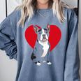 Valentine's Day Boston Terrier Lover Comfort Colors Sweatshirt Blue Jean
