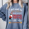 Watch Christmas Movies With My Boston Terrier Bostie Comfort Colors Sweatshirt Blue Jean
