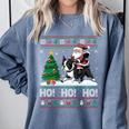 Xmas Tree Lighting Santa Riding Boston Terrier Christmas Comfort Colors Sweatshirt Blue Jean