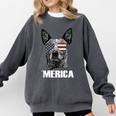 4th July Blue Heeler Dog Merica Patriotic USA Flag Cute Comfort Colors Sweatshirt Pepper