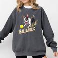 Ballaholic Boston Terrier Dog Chasing Bostie Ball Comfort Colors Sweatshirt Pepper