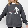Bigfoot Walking With Bull Terrier Dog Comfort Colors Sweatshirt Pepper