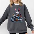 Biker Boston Terrier Dog Riding Motorbike Comfort Colors Sweatshirt Pepper