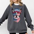 Boston Terrier 4th Of July US Merica Bostie Dog Patriotic For Men Women Kids Comfort Colors Sweatshirt Pepper