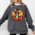 Boston Terrier Bostie Dog Breed Pet Halloween Pumpkins Comfort Colors Sweatshirt Pepper