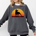 Boston Terrier Bostie Sunset Retro Dog Pet Mom Dad Comfort Colors Sweatshirt Pepper