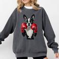 Boston Terrier Boxing Comfort Colors Sweatshirt Pepper