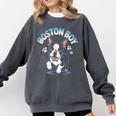 Boston Terrier Boy Cute Cartoon Dog Owner Pet Boston Terrier Comfort Colors Sweatshirt Pepper