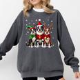 Boston Terrier Christmas Dogs Santa Reindeer Elf Comfort Colors Sweatshirt Pepper