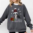 Boston Terrier Christmas T Shirt-Life Is Merrier Premium Tri-Blend Comfort Colors Sweatshirt Pepper