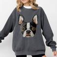 Boston Terrier Cute Puppy Face Dog Lover Pet Owner Comfort Colors Sweatshirt Pepper