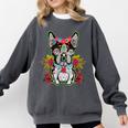 Boston Terrier Dia De Los Muertos Day Of The Dead Dog Skull For Men Women Kids Comfort Colors Sweatshirt Pepper