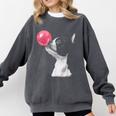 Boston Terrier Dog Blowing Chewing Bubble Gum Pink Comfort Colors Sweatshirt Pepper