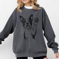 Boston Terrier Dog Raising Paw Idea Men Women Comfort Colors Sweatshirt Pepper