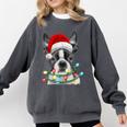Boston Terrier Dog Santa Christmas Tree Lights Xmas Comfort Colors Sweatshirt Pepper
