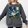 Boston Terrier Dog Starry Night Painting Comfort Colors Sweatshirt Pepper