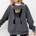 Boston Terrier Dog Wearing Crown For Men Women Girls Kids Comfort Colors Sweatshirt Pepper