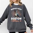 Boston Terrier Groovy World's Best Boston Mom Comfort Colors Sweatshirt Pepper