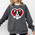 Boston Terrier Heart Cute Puppy Lover Or Dog Owner Comfort Colors Sweatshirt Pepper