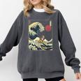 Boston Terrier Japanese Kanagawa Wave Surf Dog Comfort Colors Sweatshirt Pepper
