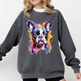 Boston Terrier Lover Pop Art Color Boston Terrier Dog For Men Women Girls Kids Comfort Colors Sweatshirt Pepper