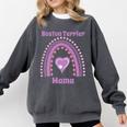 Boston Terrier Mama Cute Rainbow Paw Heart Shape Comfort Colors Sweatshirt Pepper