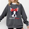 Boston Terrier Mom Bostie Women Girls Comfort Colors Sweatshirt Pepper