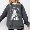 Boston Terrier Mom Dad Dog Alien UFO For Men Women Comfort Colors Sweatshirt Pepper
