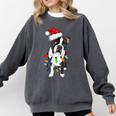 Boston Terrier Santa Christmas Lights Xmas Dog Lover Men Women Kids Comfort Colors Sweatshirt Pepper